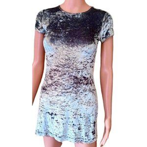 Women's 90s Vintage Silver Velvet Mini Dress